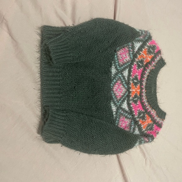 OshKosh B'gosh Pink and Gray Sweater with Fair Isle Pattern‎ - Picture 1 of 3